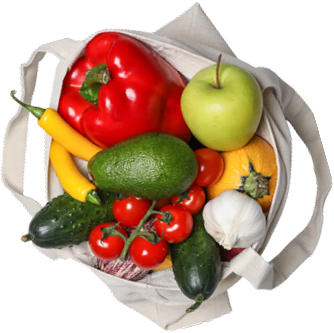 Our Story - Tote Bag of Fresh Vegetables